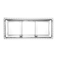 Petisqueira 29,5cm Por 12,8cm Pearl Em Cristal Ecológico Wolff Com 3 Divisões
